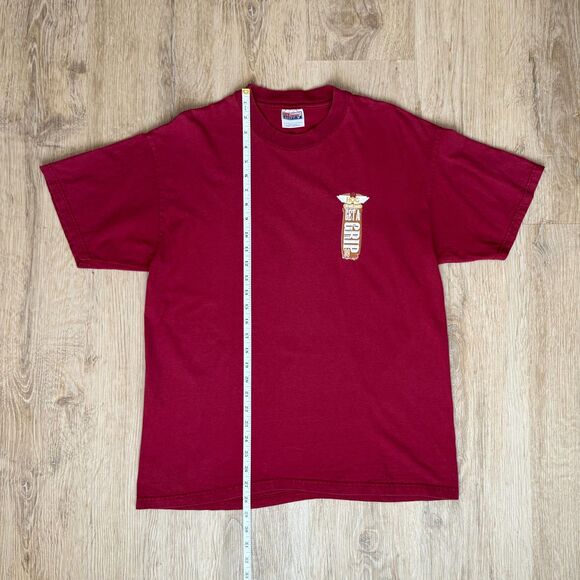 Vintage Harley Davidson HOG Rally Tee Get A Grip '99 Maroon Large Vintage Shirt - Picture 6 of 6